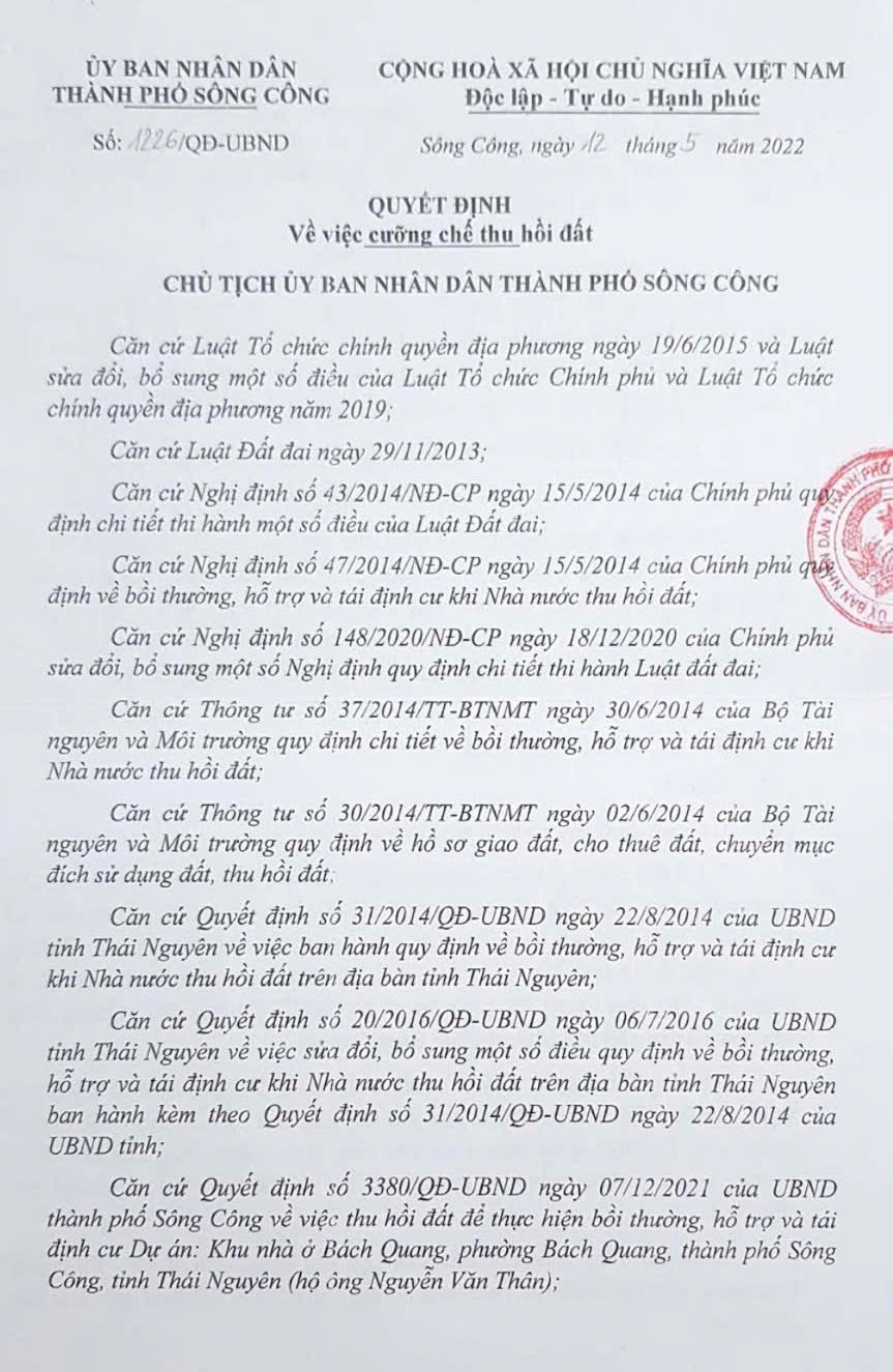 Quyết định cưỡng chế sau hơn 1 năm gia đình ông Tuấn bàn giao đất